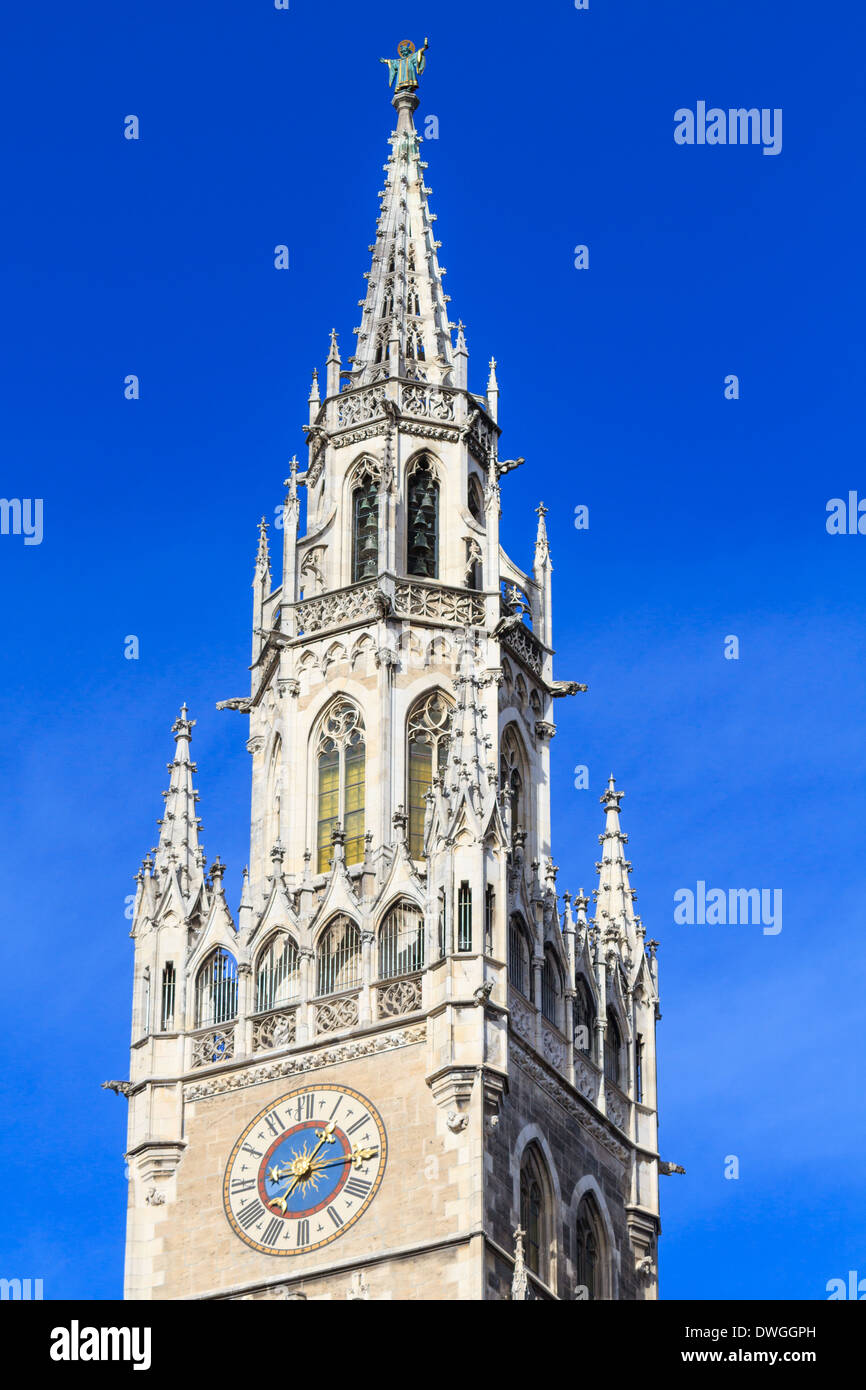 Monaco, città gotica facciata Hall Dettagli, Baviera, Germania Foto Stock