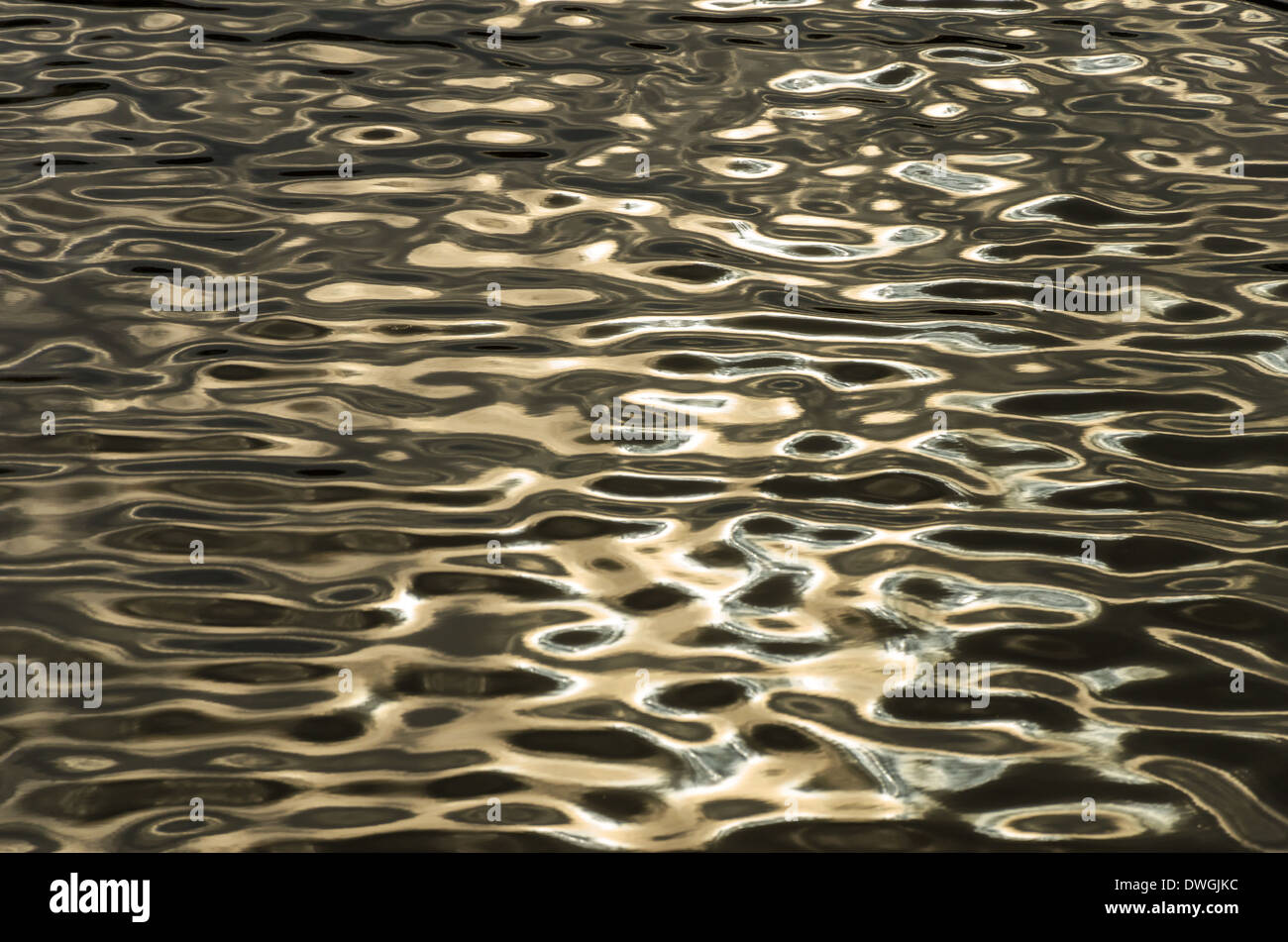 Acqua scura increspature cattura la luce del sole Foto Stock