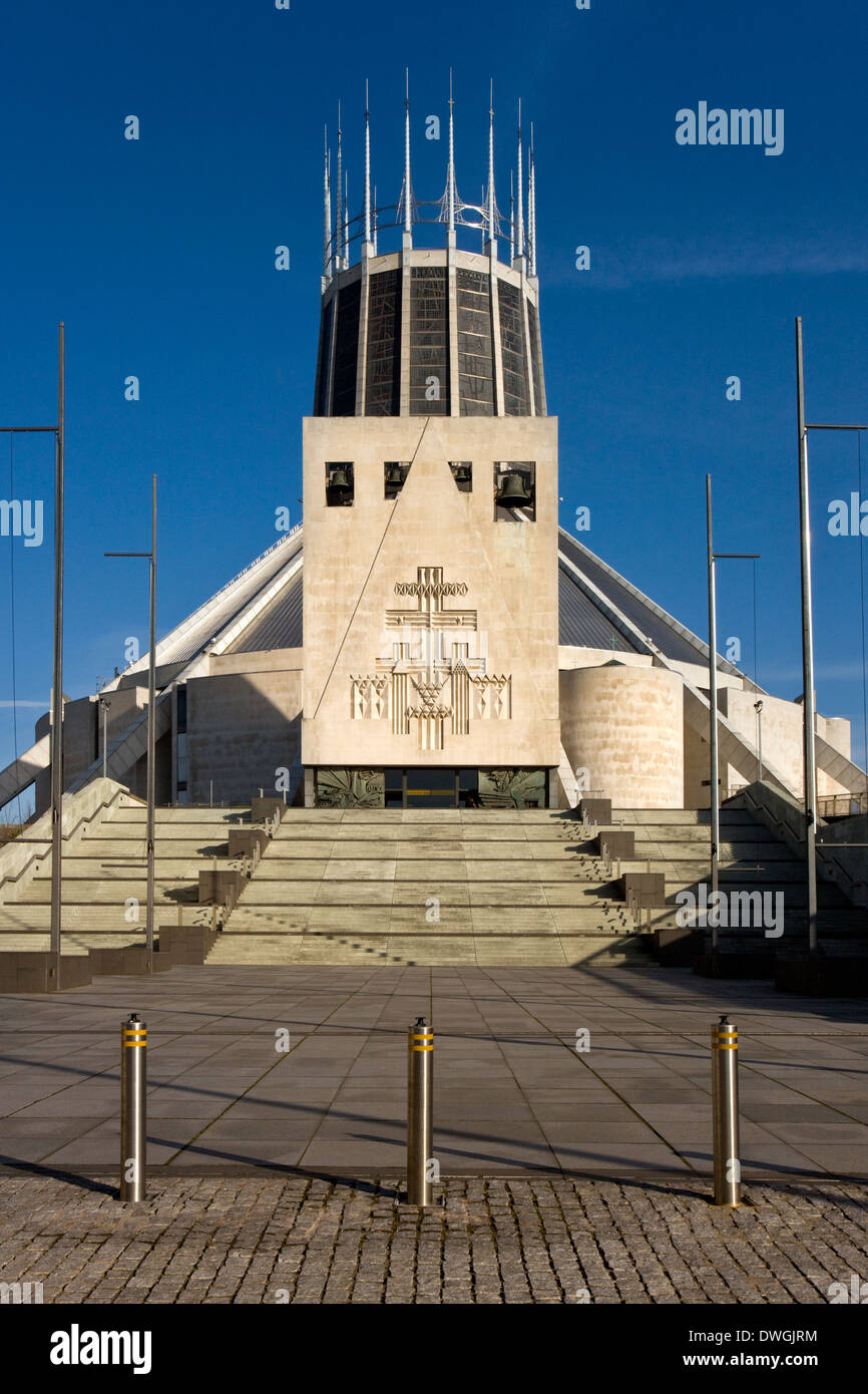 La Cattedrale cattolica romana in su Liverpool Merseyside nel nord-ovest Inghilterra Foto Stock