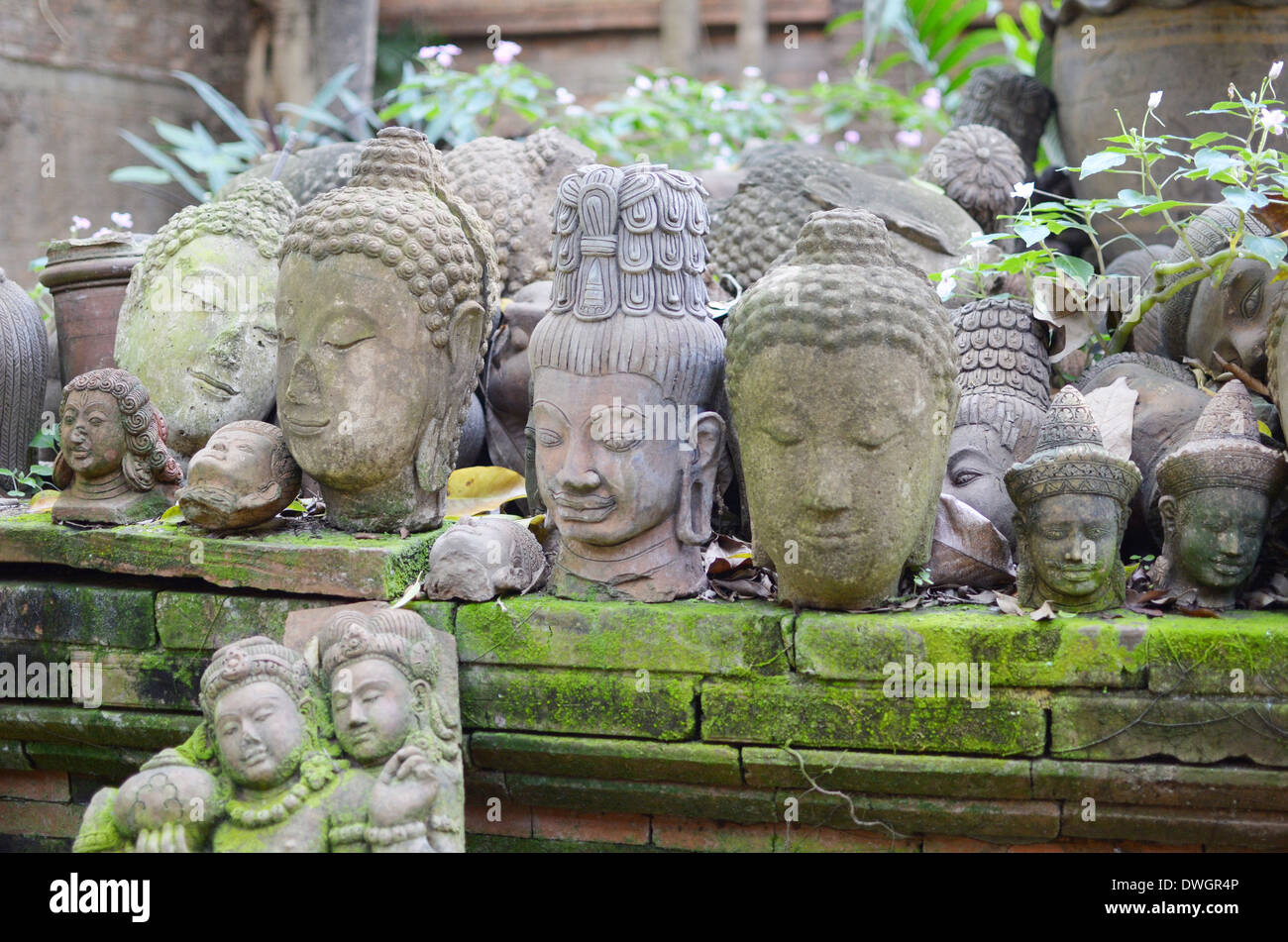 Antica teste di Buddha Foto Stock