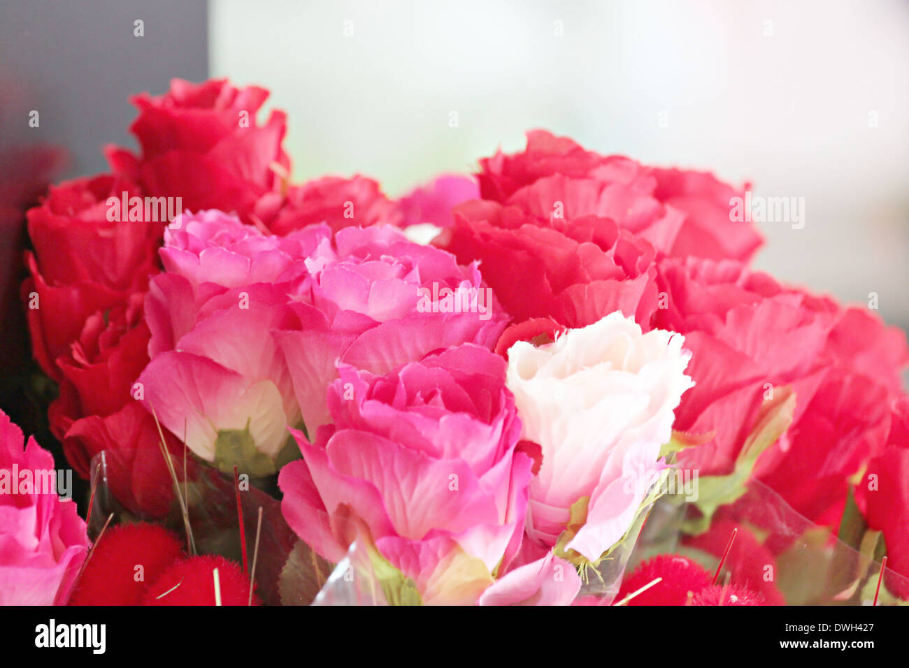 Rosso e rose bianche nel mazzo. Foto Stock