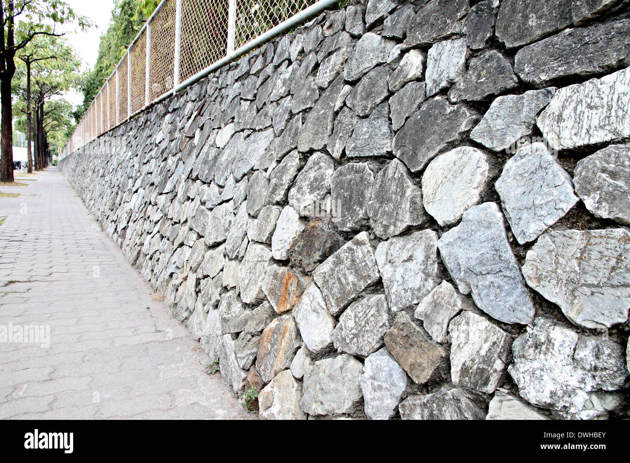 I muri di pietra e camminamenti di sfondo. Foto Stock