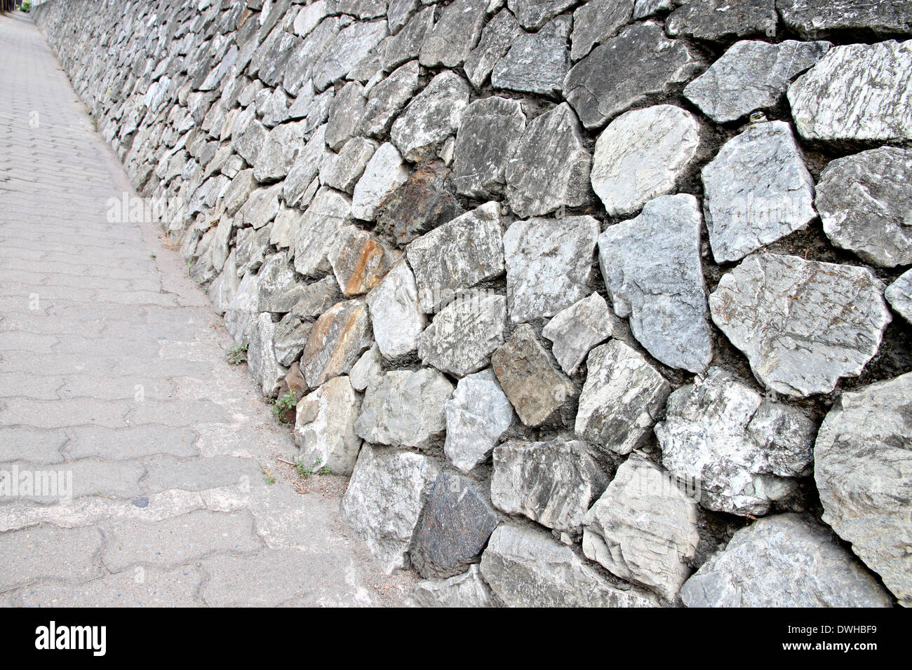 I muri di pietra e camminamenti di sfondo. Foto Stock
