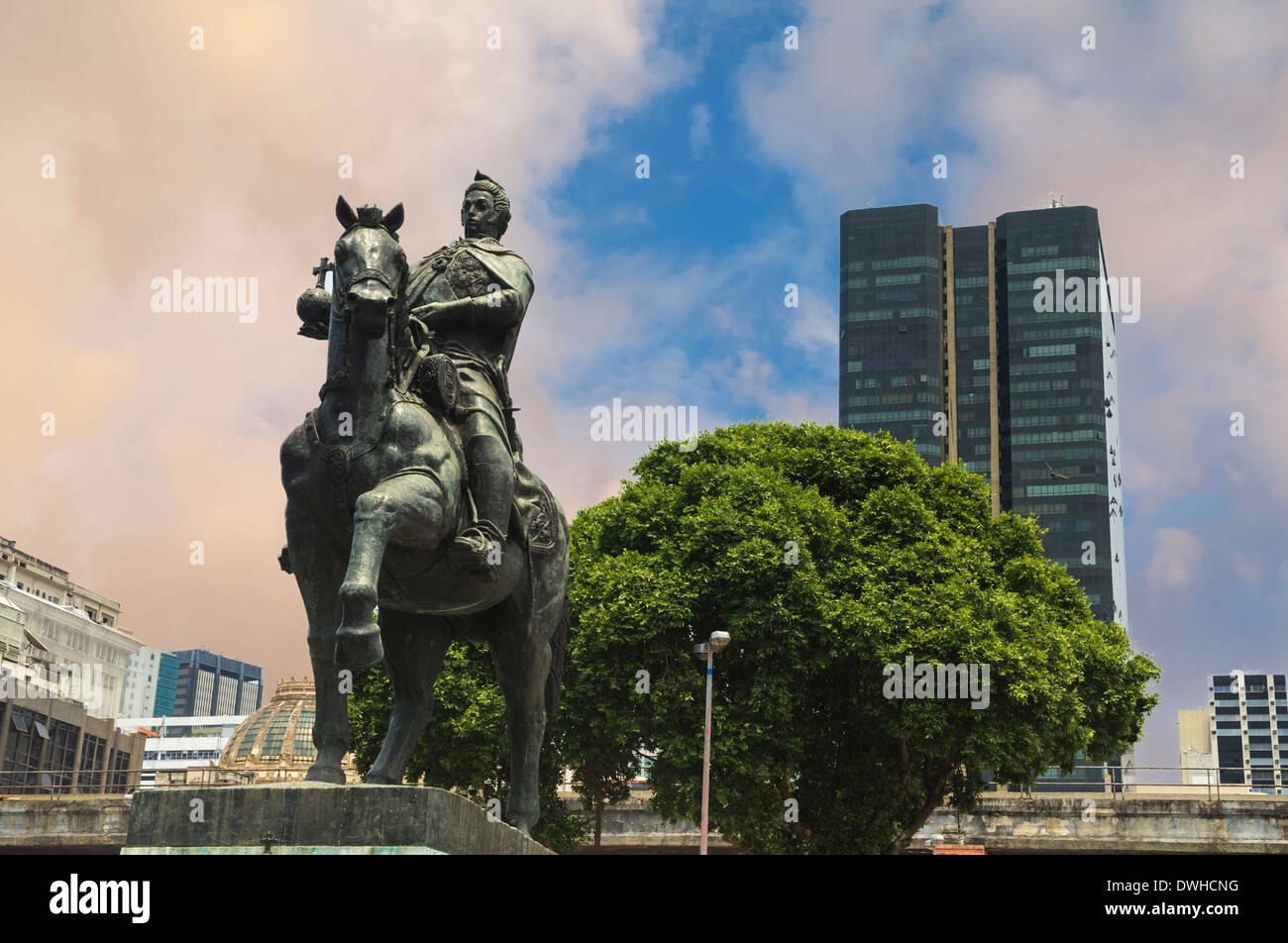 Statua di Dom João VI, Rio de Janeiro Foto Stock