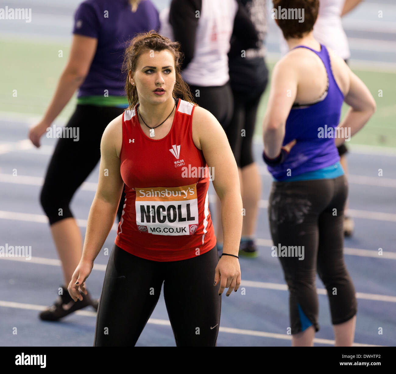 Adele NICOLL, finale donne colpo messo Sainsbury's British Indoor Athletics Championships, Inglese Istituto di Sport di Sheffield REGNO UNITO Foto Stock