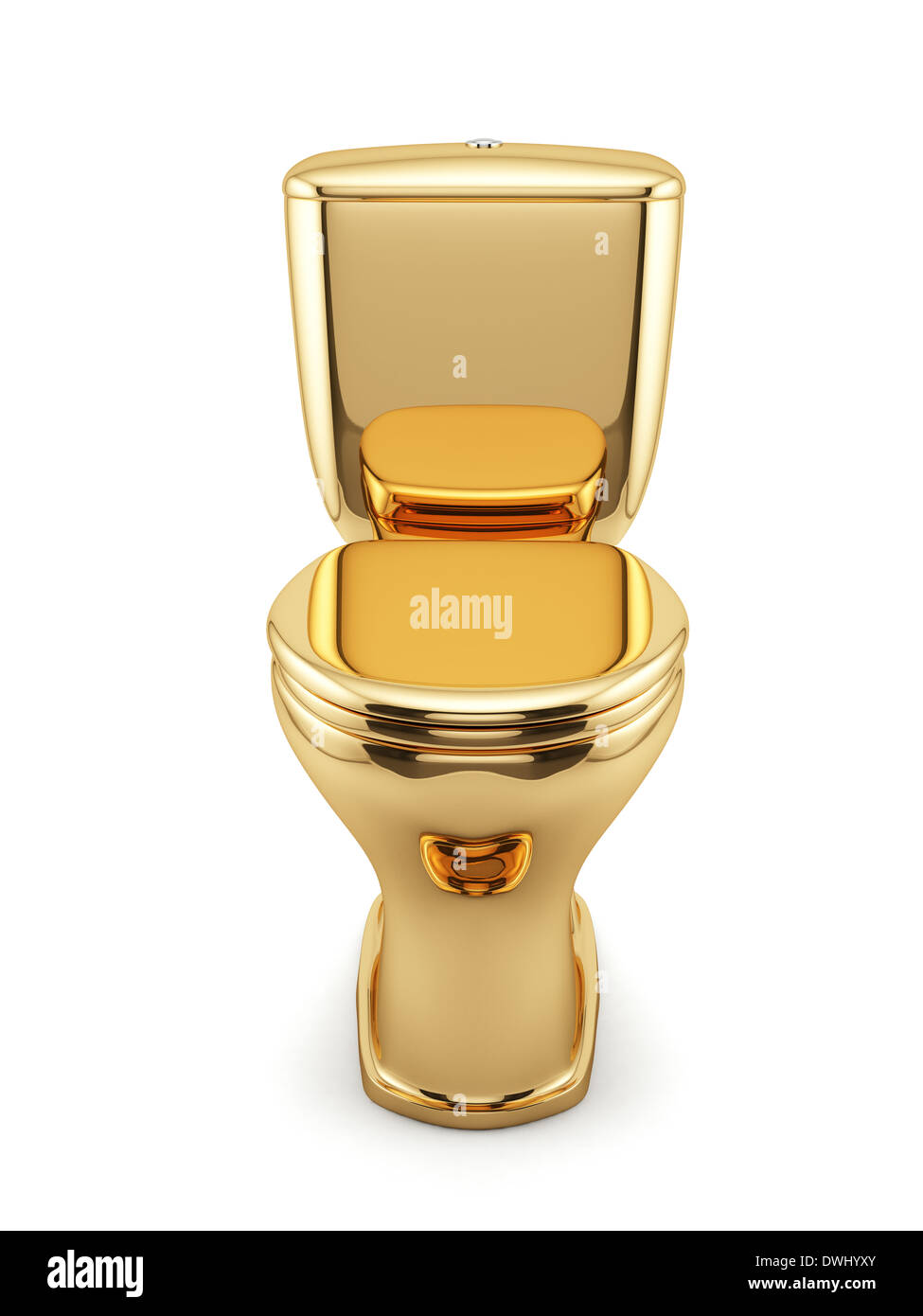 3D render di golden tazza igienica isolati su sfondo bianco Foto Stock