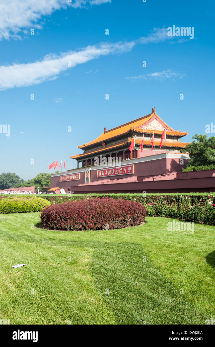 Porta di Tiananmen all'estremità meridionale della Città Proibita di Pechino, Cina. Foto Stock