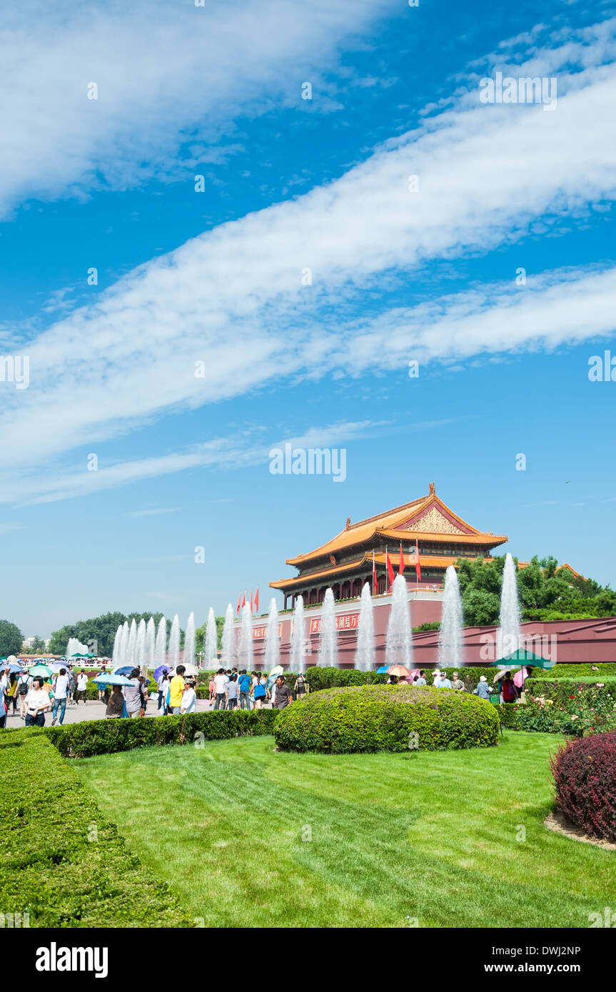 Porta di Tiananmen all'estremità meridionale della Città Proibita di Pechino, Cina. Foto Stock
