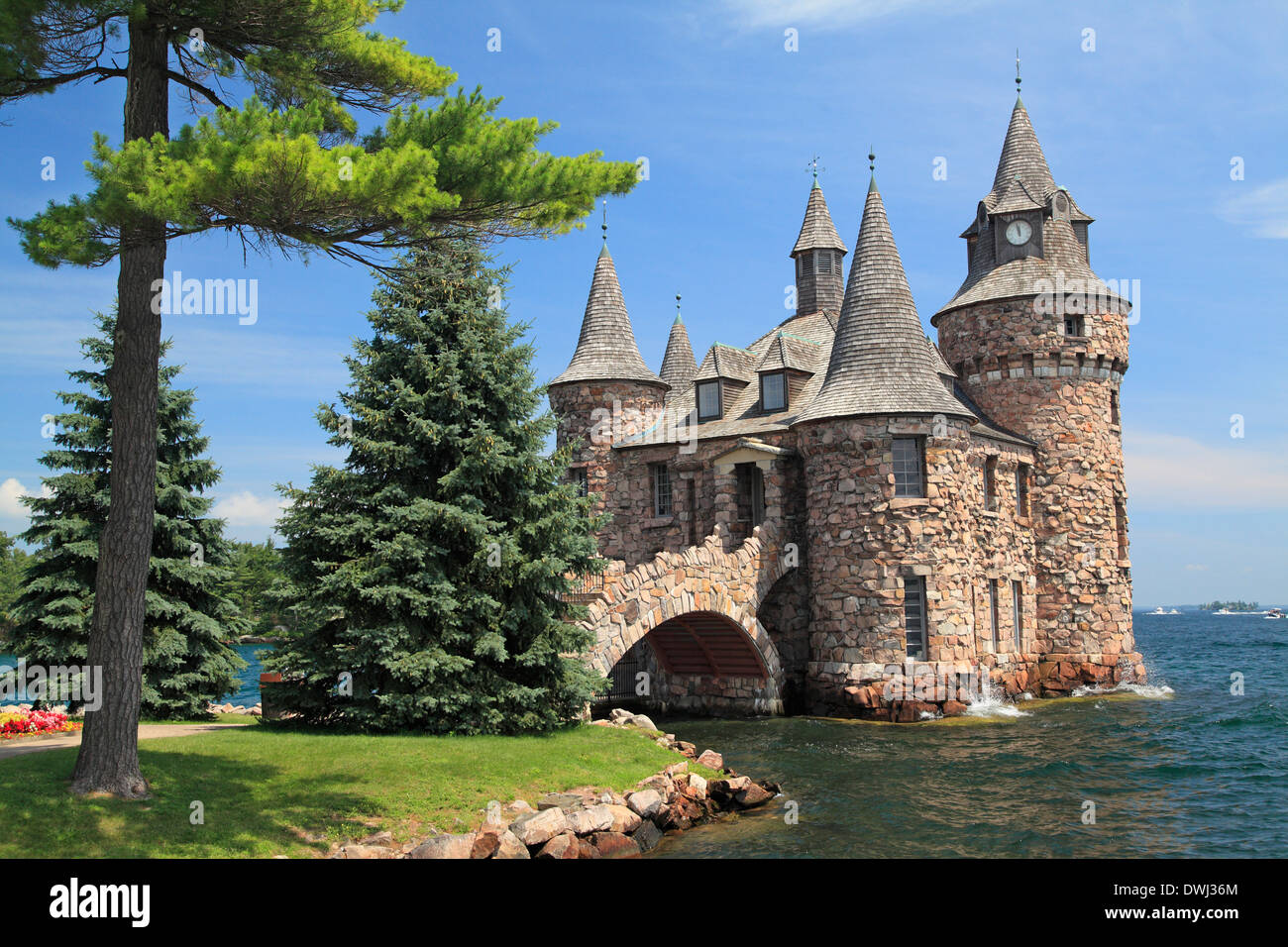 Casa potenza a Boldt Castle, migliaia di isole, nello Stato di New York casa potenza a Boldt Castle, migliaia di isole, nello Stato di New York Foto Stock