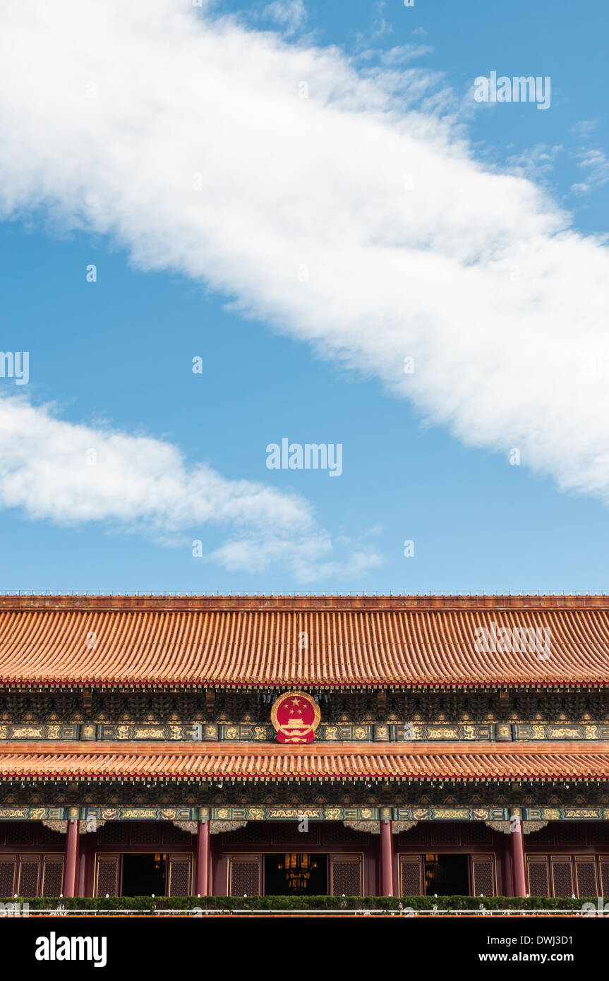 Dettagli architettonici della Città Proibita di Pechino, Cina. Foto Stock