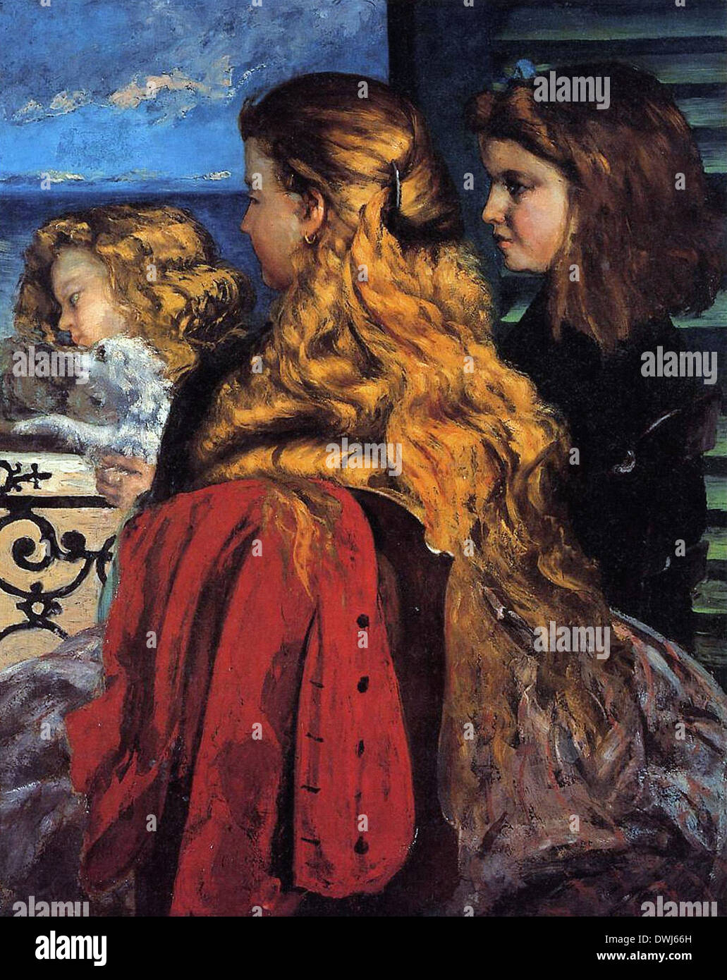 Gustave Courbet - Tre ragazze inglesi in corrispondenza di una finestra Foto Stock
