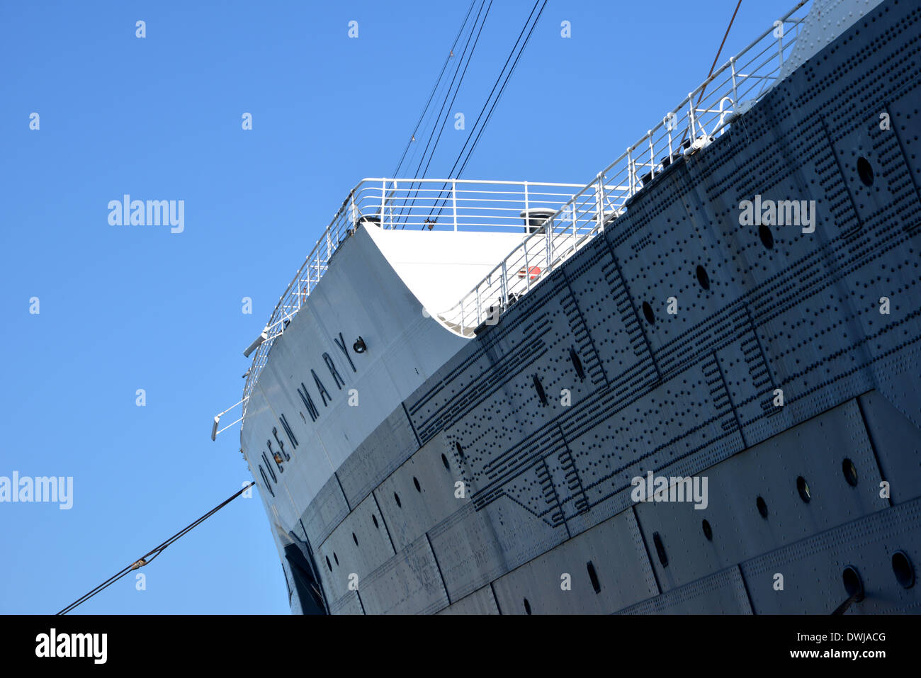 Inchino e denominato dettaglio della Queen Mary, 1936 art deco Cunard ocean liner Foto Stock