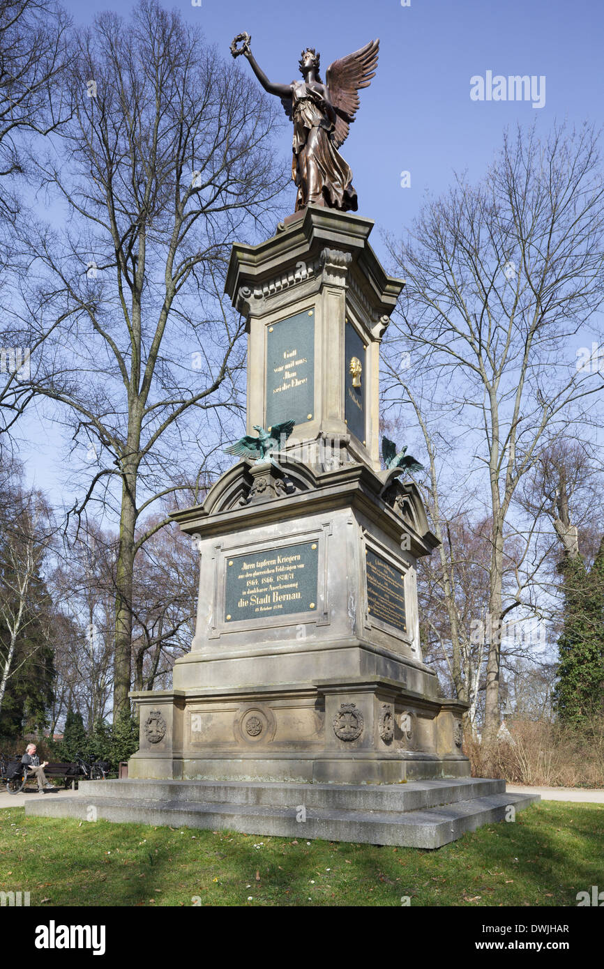 Memoriale di guerra dal 1890, Mühlenstraße, Bernau bei Berlin, Brandeburgo, Germania Foto Stock