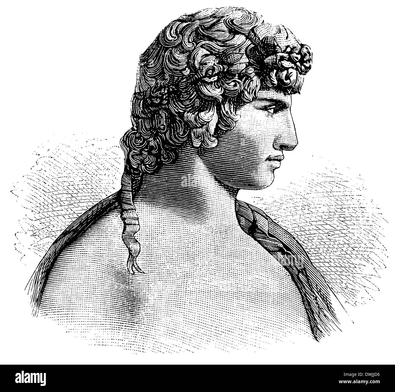 Antinoo, Antinoos (nato c. Novembre 27,[1] 111, morì il 30 ottobre 130), membro dell'entourage dell'imperatore romano Adriano e la sua amante Foto Stock