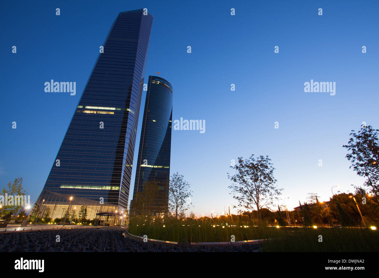 MADRID-agosto 28,2010: Las Cuatro Torres centro finanziario sono i più alti grattacieli in Spagna con una altezza di 250 metri. Foto Stock