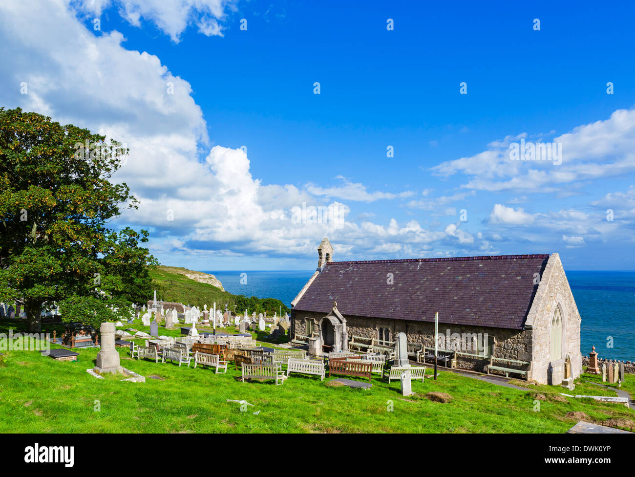 St Tudno la Chiesa sul Great Orme, Llandudno, Conwy, Galles del Nord, Regno Unito Foto Stock