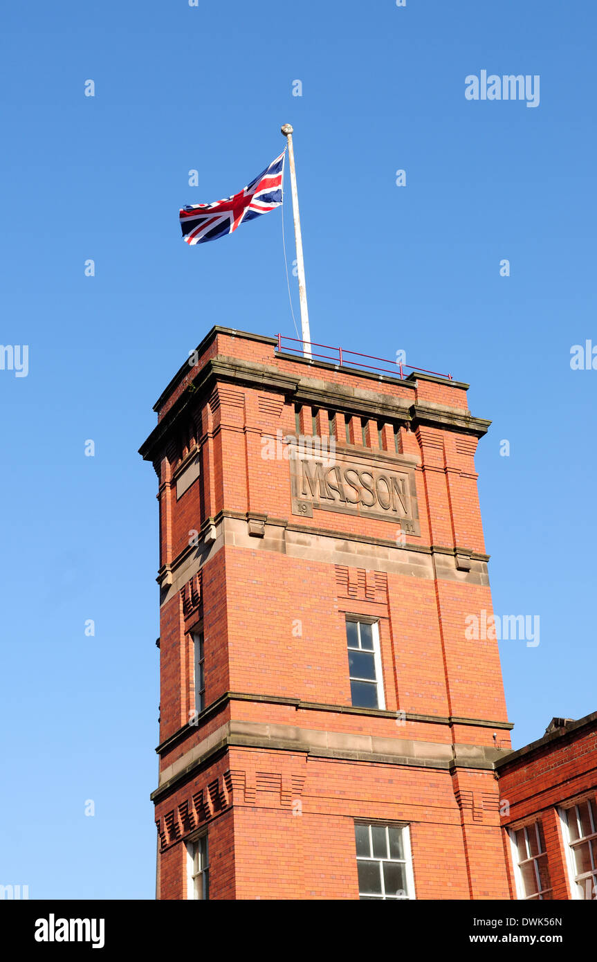 Masson Mill ,Fiume Derwent,Matlock Bath,Derbyshire,UK. Foto Stock