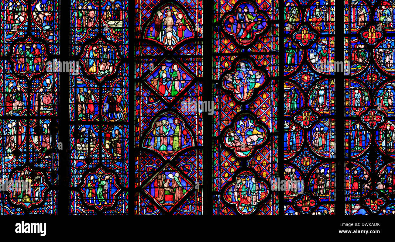 La Sainte-Chapelle stain-finestre di vetro, Parigi, Francia Foto Stock