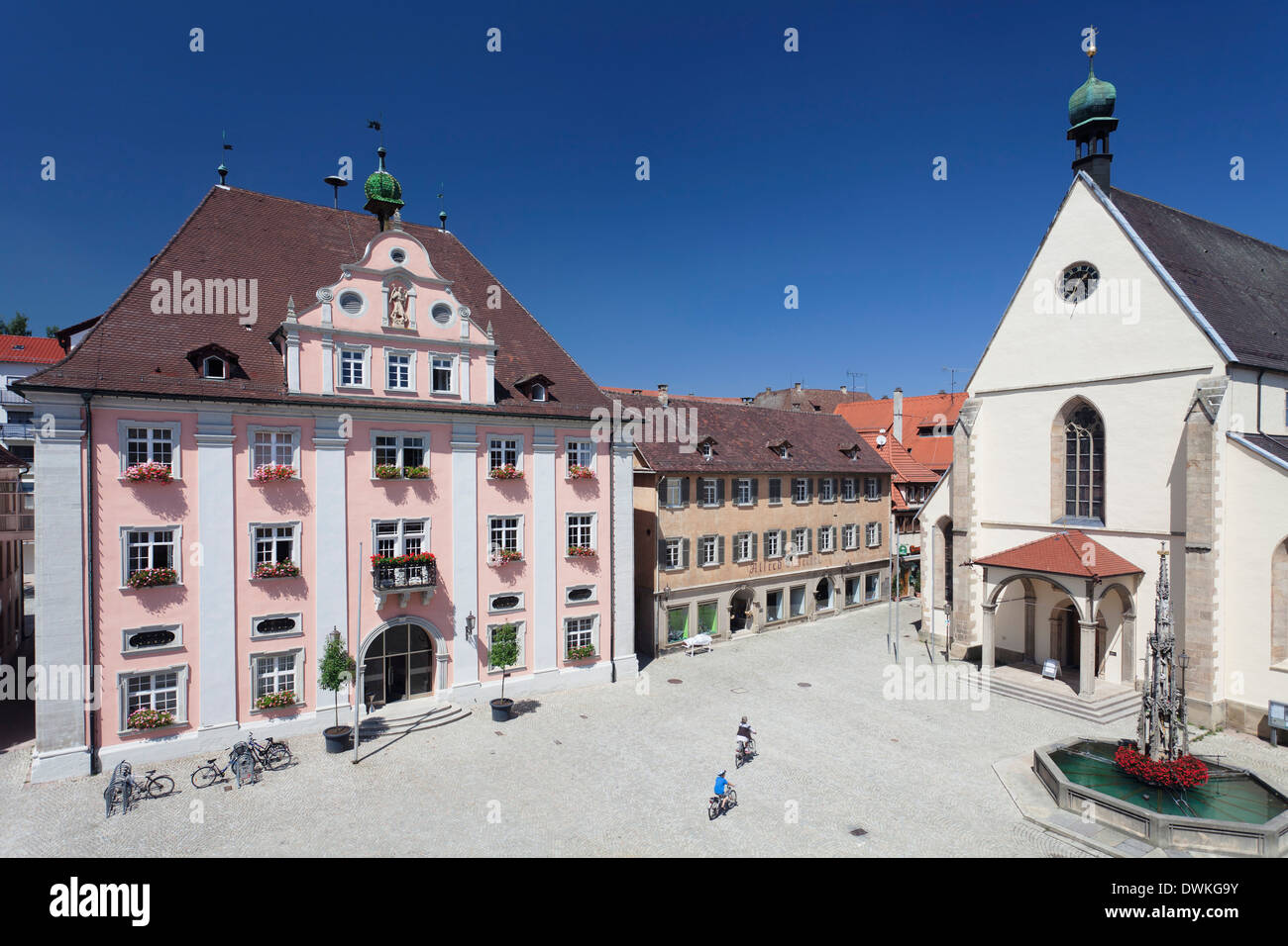 Vecchia città con il mercato, il municipio e San Martino cattedrale, Rottenburg am Neckar, vicino a Tubinga, Baden Wurttemberg, Germania Foto Stock