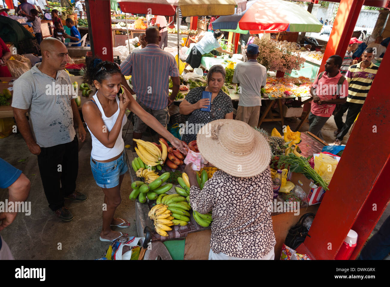 Mercato, Victoria, Mahe, Seychelles, Oceano indiano, Africa Foto Stock