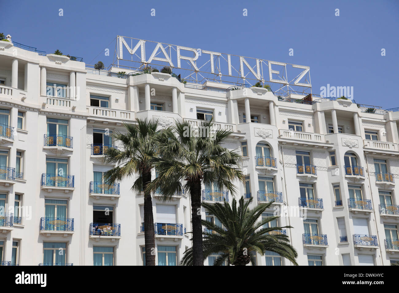 Hotel Martinez, La Croisette, Cannes, Cote d'Azur, in Provenza Costa Azzurra, Francia, Europa Foto Stock