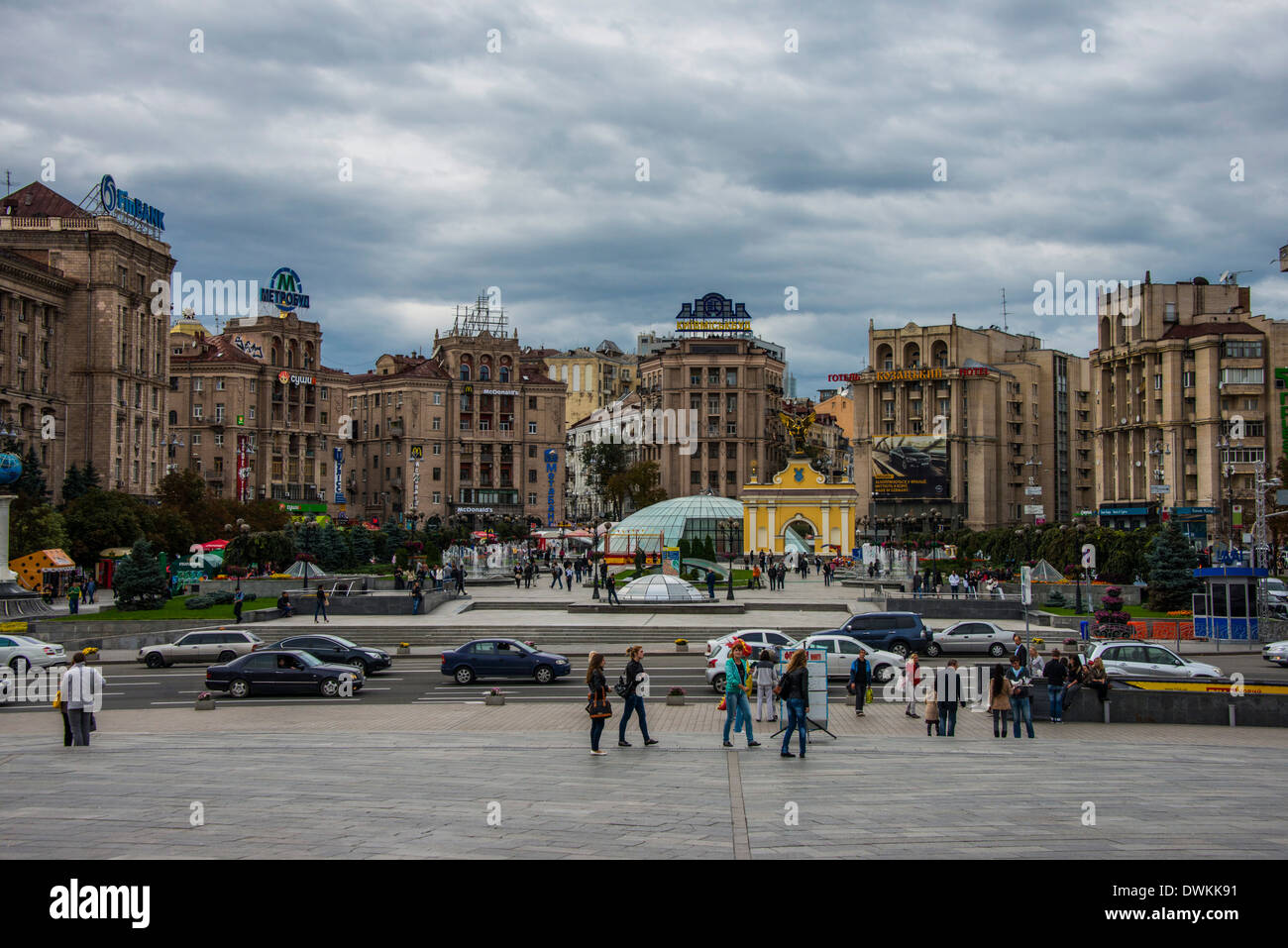 Maidan Nezalezhnosti, centro di Kiev, Ucraina, Europa Foto Stock