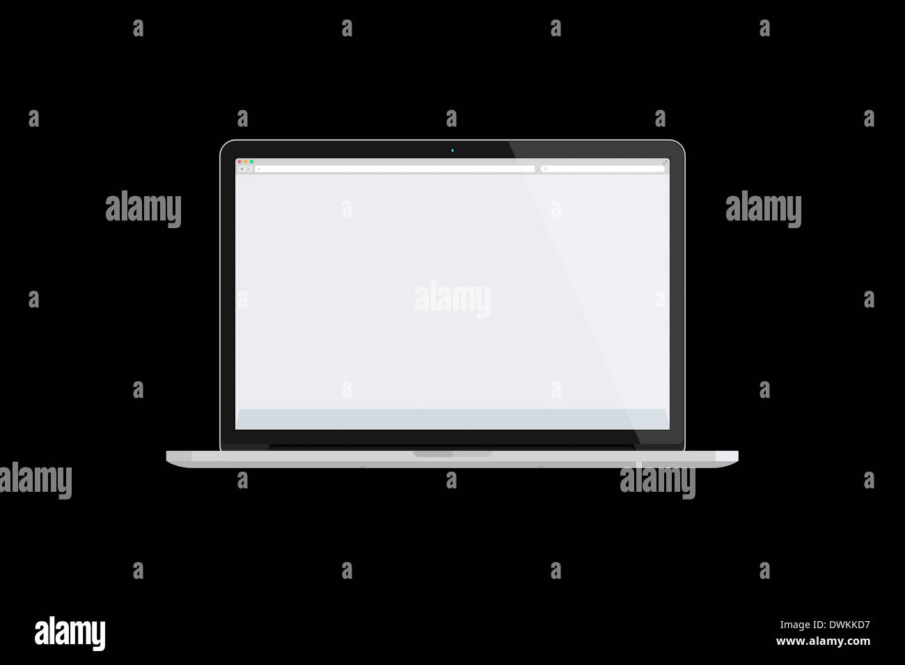 Illustrazione di un mac book, sfondo scuro. Foto Stock