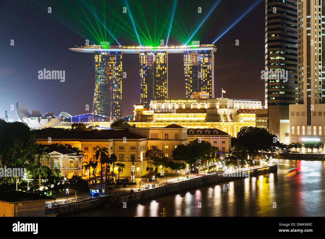 Il Marina Bay Sands Hotel e Hotel Fullerton, Singapore, Sud-est asiatico, in Asia Foto Stock