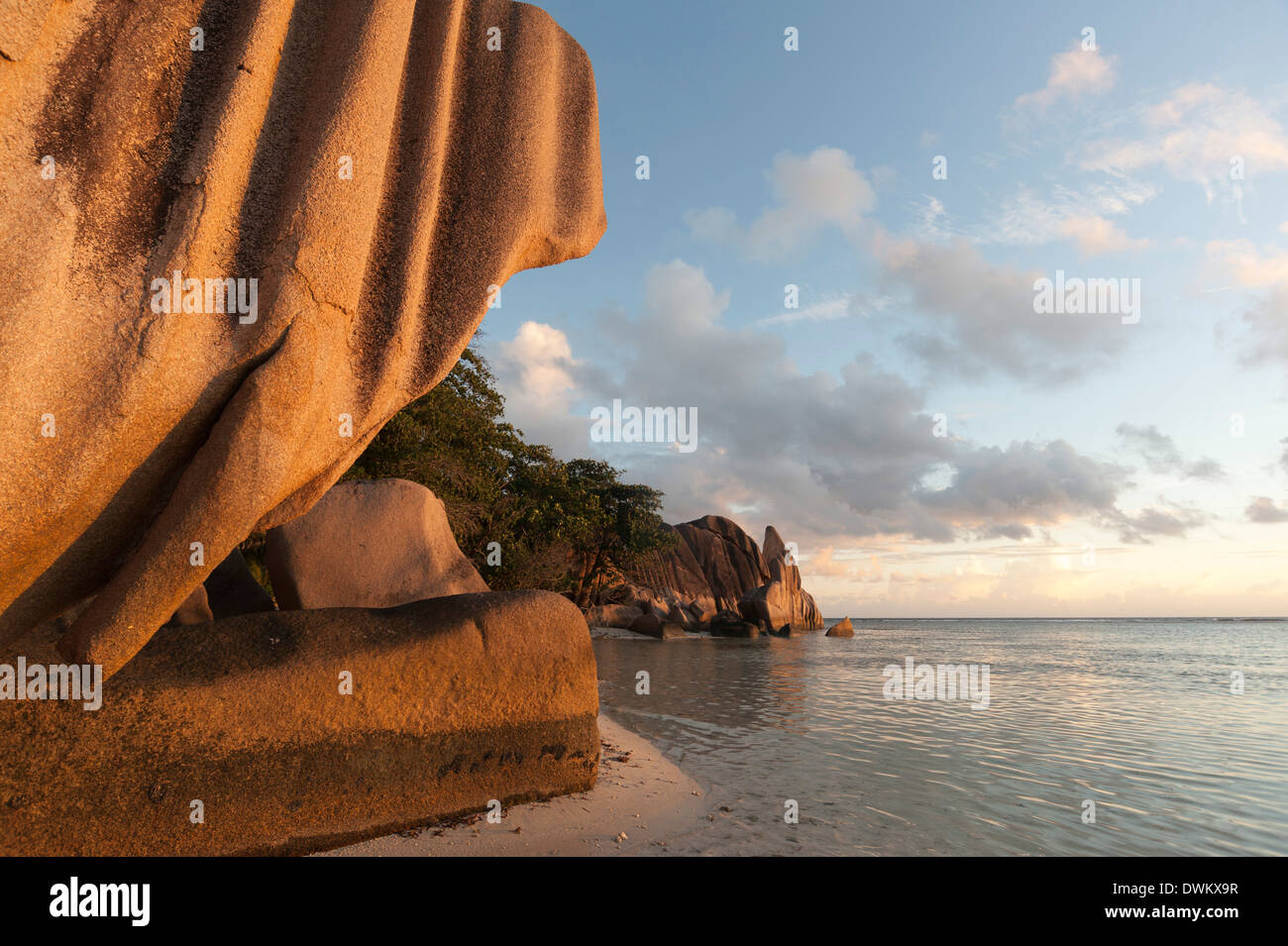 Anse Source d'Argent beach, La Digue, Seychelles, Oceano indiano, Africa Foto Stock