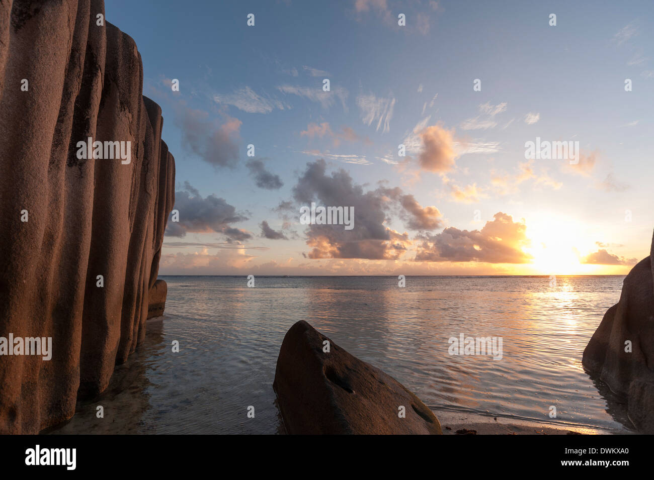 Anse Source d'Argent beach, La Digue, Seychelles, Oceano indiano, Africa Foto Stock