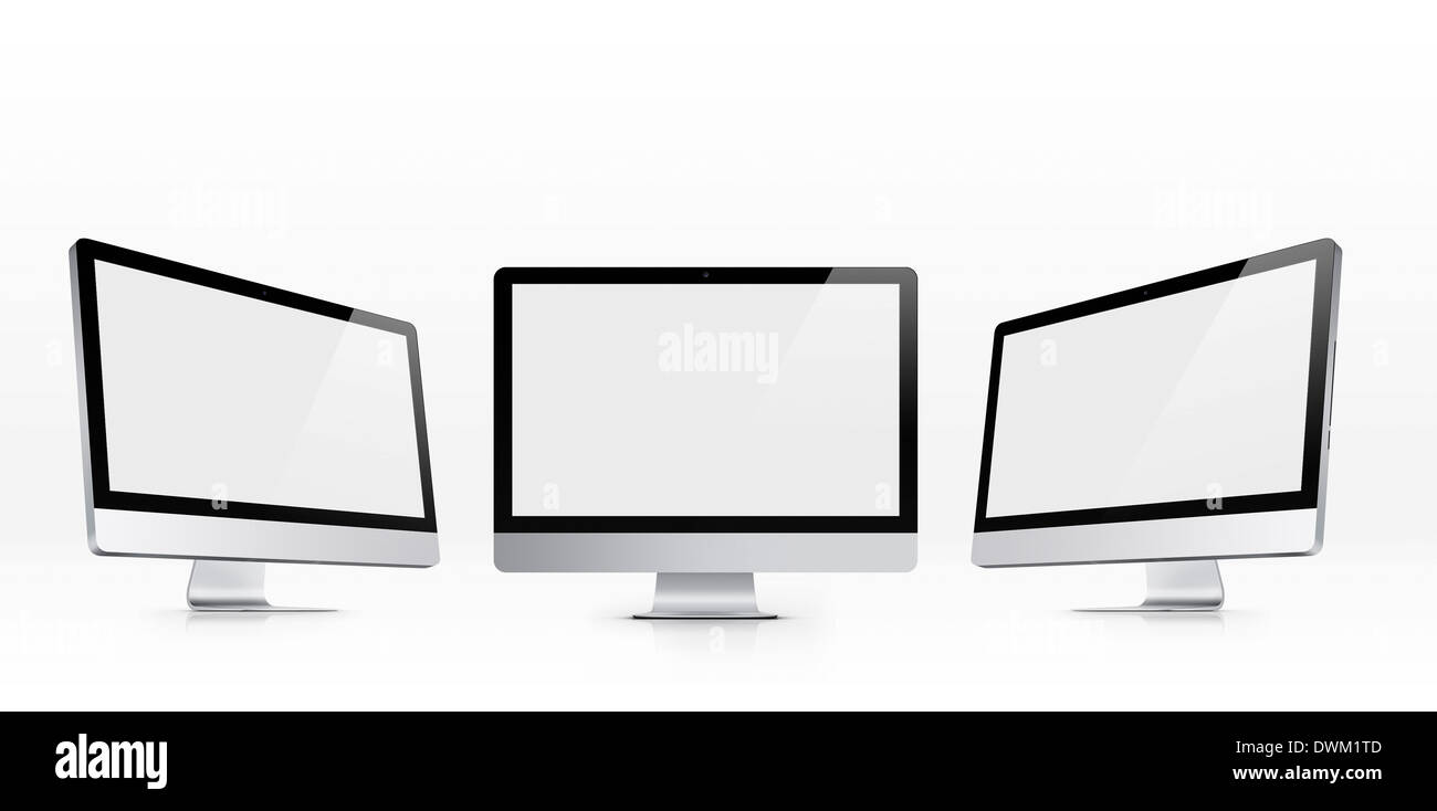 Tre computer imac, studio shot. Foto Stock