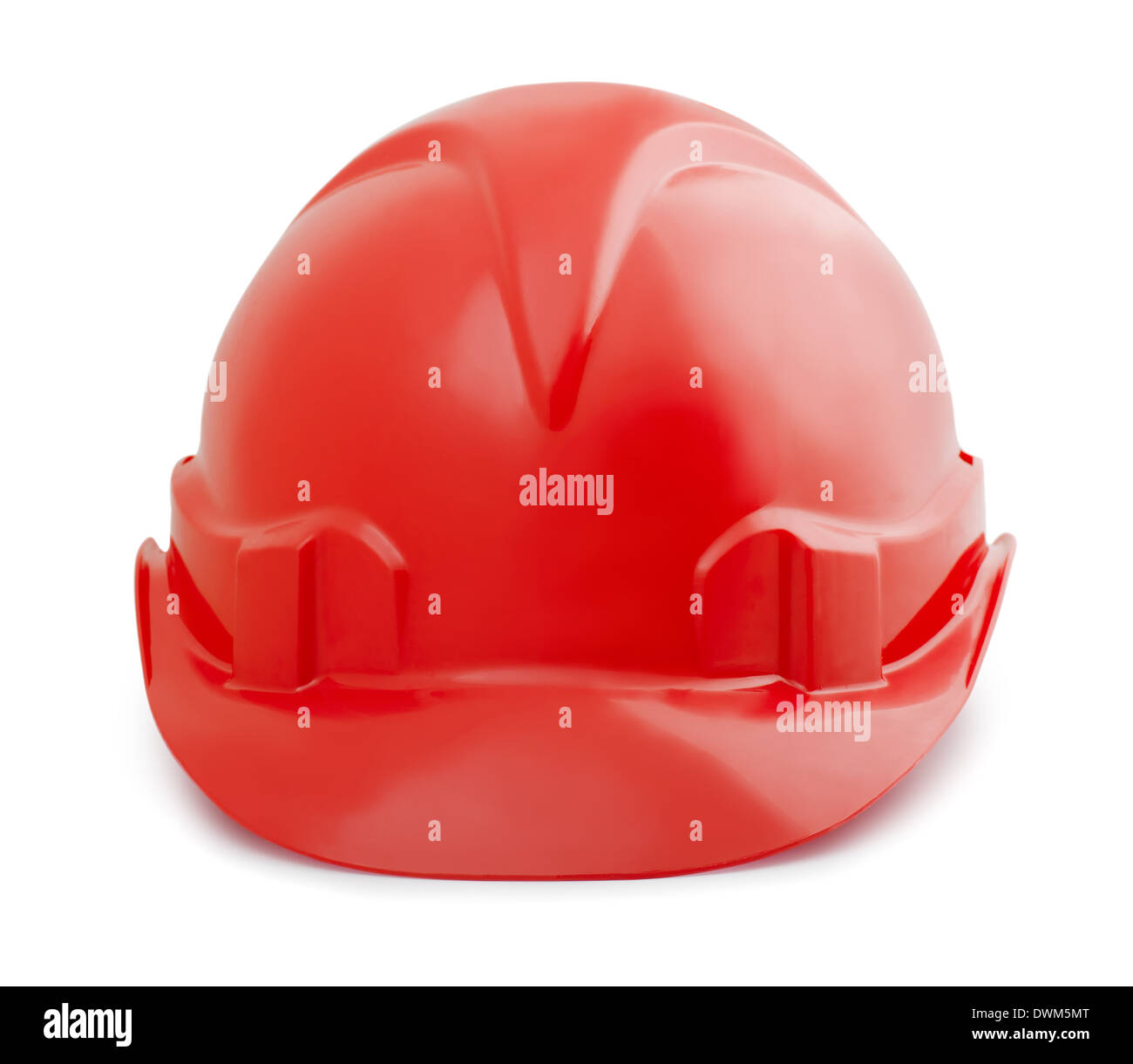Constuction rosso casco di sicurezza isolato su bianco Foto Stock