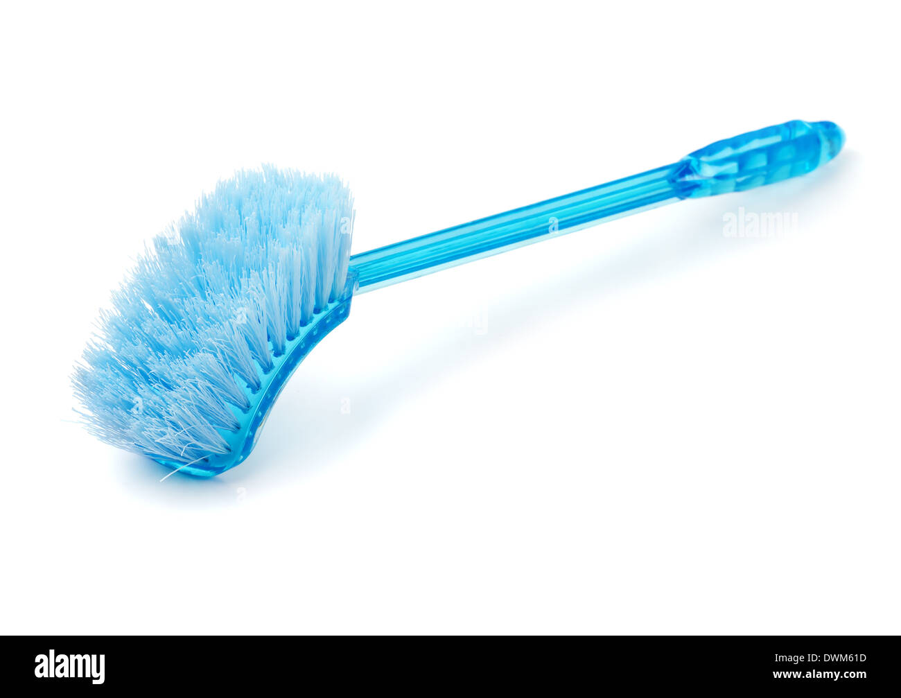 Blu gestite lungo la spazzola di pulizia isolato su bianco Foto Stock
