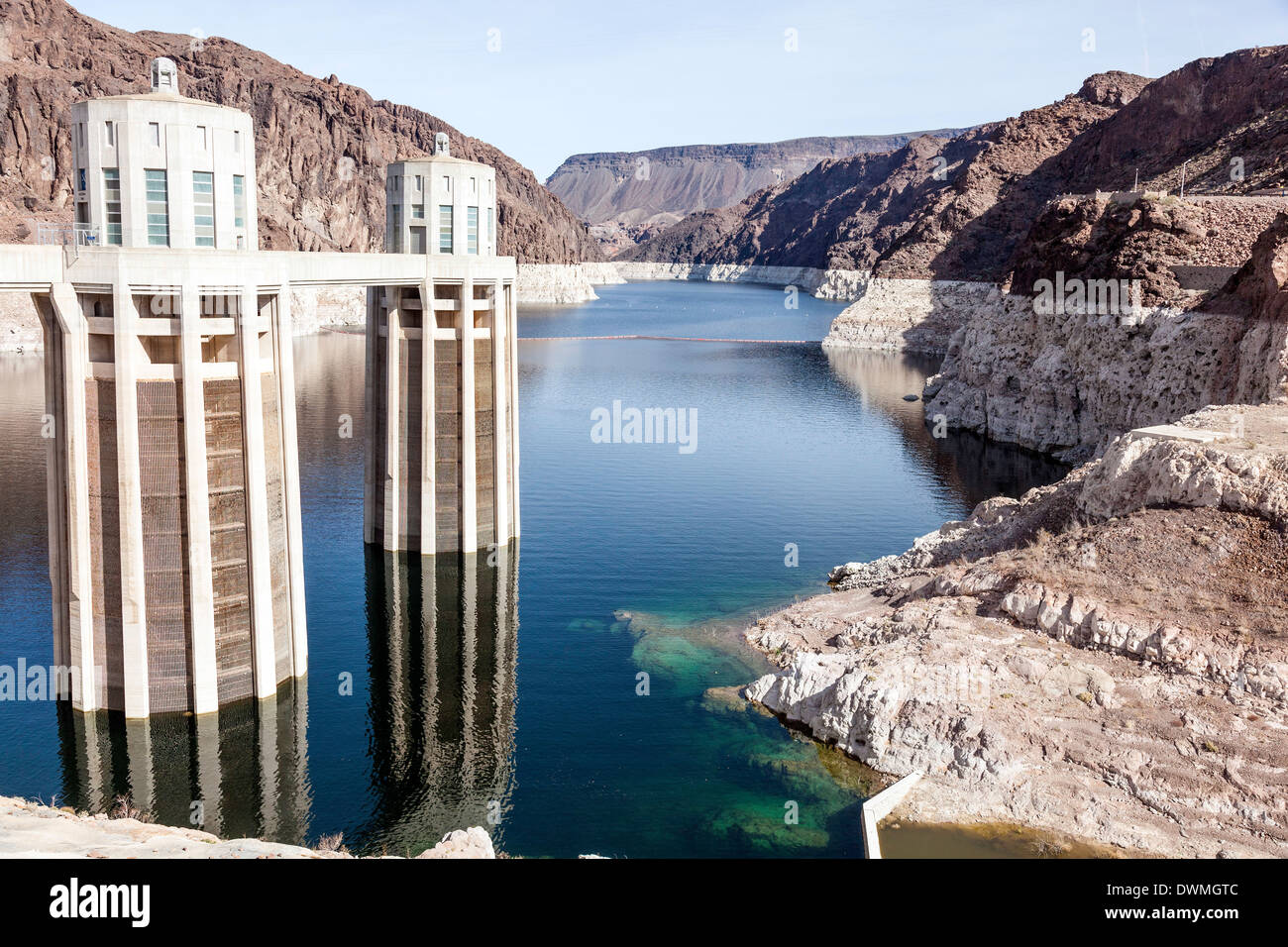 La diga di Hoover vicino a osare di più città del Nevada;USA;America;uno dei la più grande centrale idroelettrica la generazione di acqua della diga nel mondo Foto Stock