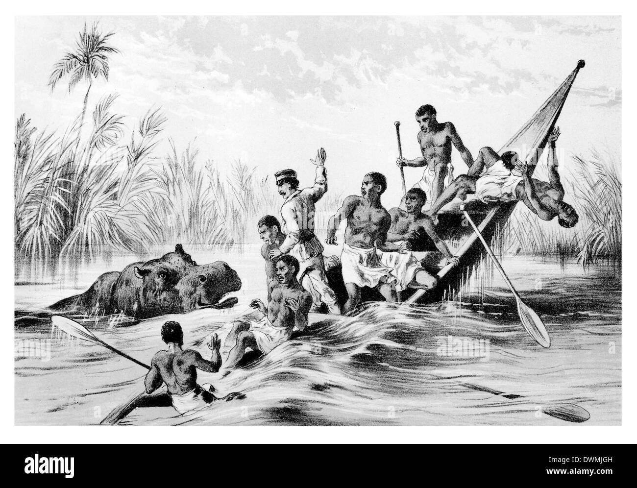 L'avventura con un ippopotamo Foto Stock