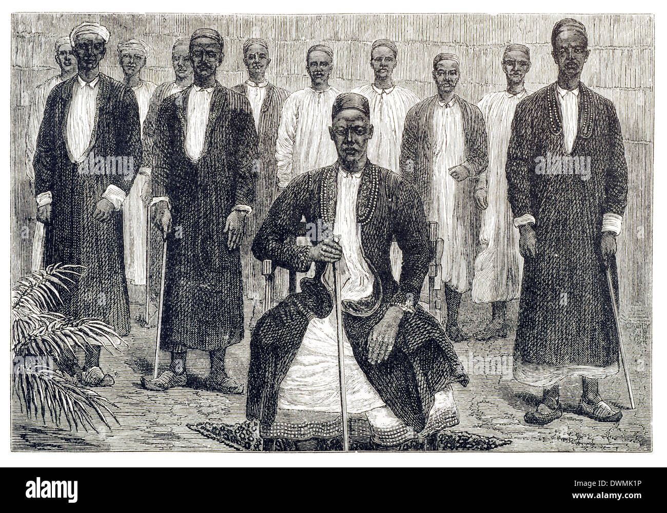 I Capi tribù L/R Sekeboro Chief di Chagwe, Pokino il Primo ministro, Mtesa l'imperatore di Uganda, Chambarango il capo. Foto Stock