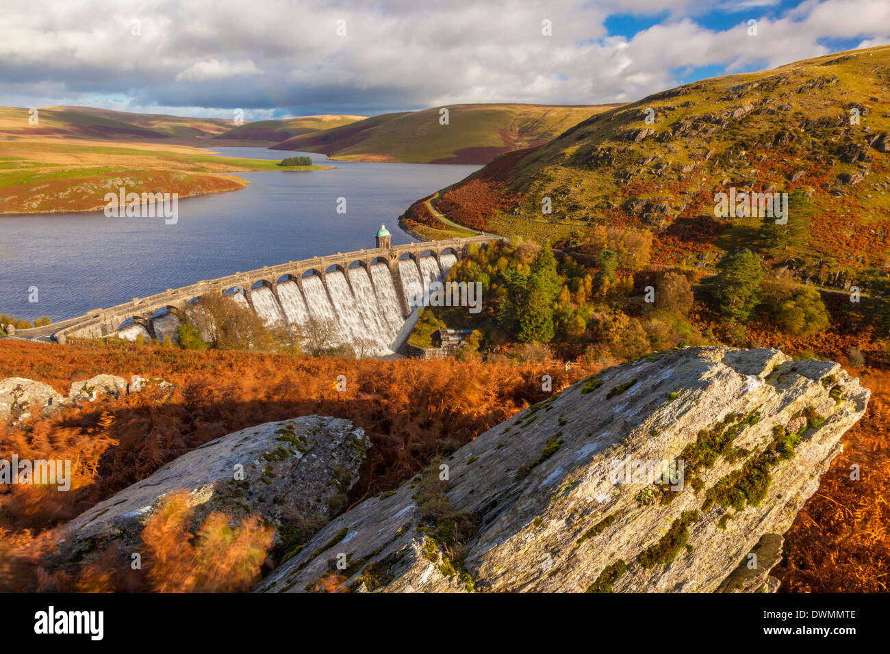 Craig Goch Dam, Elan Valley, Powys, metà del Galles, Regno Unito, Europa Foto Stock