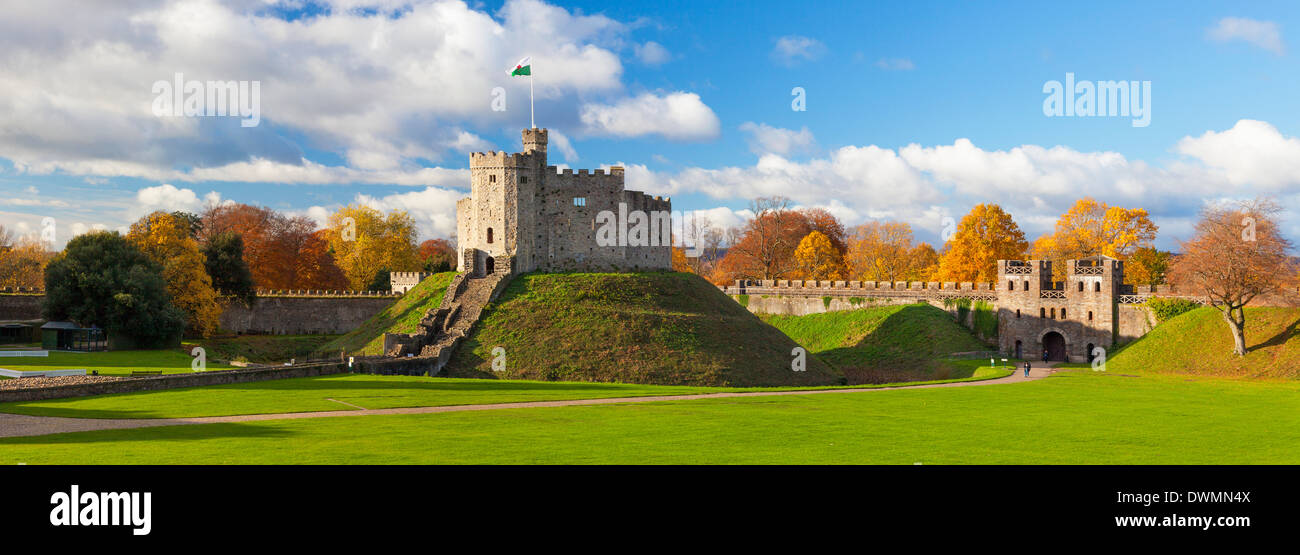 Norman tenere, Castello di Cardiff, Cardiff, Galles, Regno Unito, Europa Foto Stock