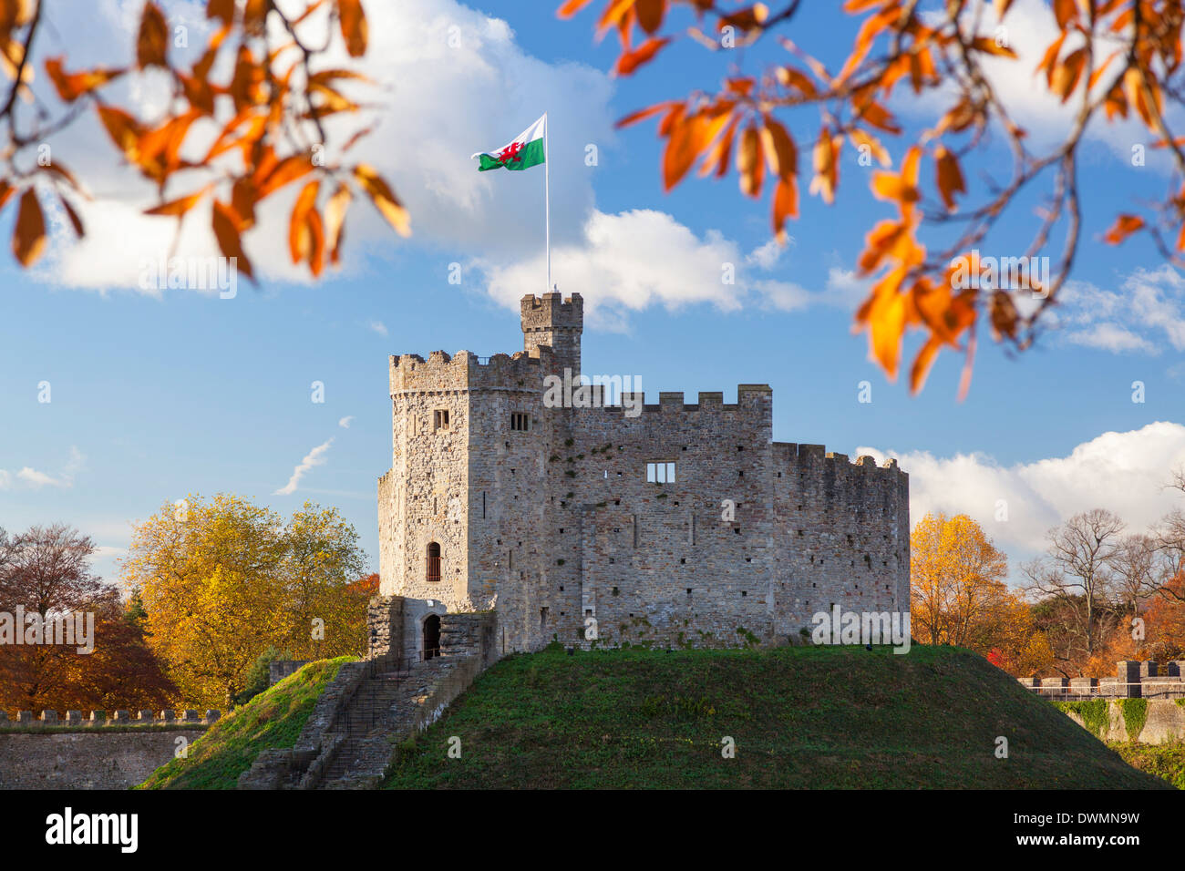 Norman tenere, Castello di Cardiff, Cardiff, Galles, Regno Unito, Europa Foto Stock