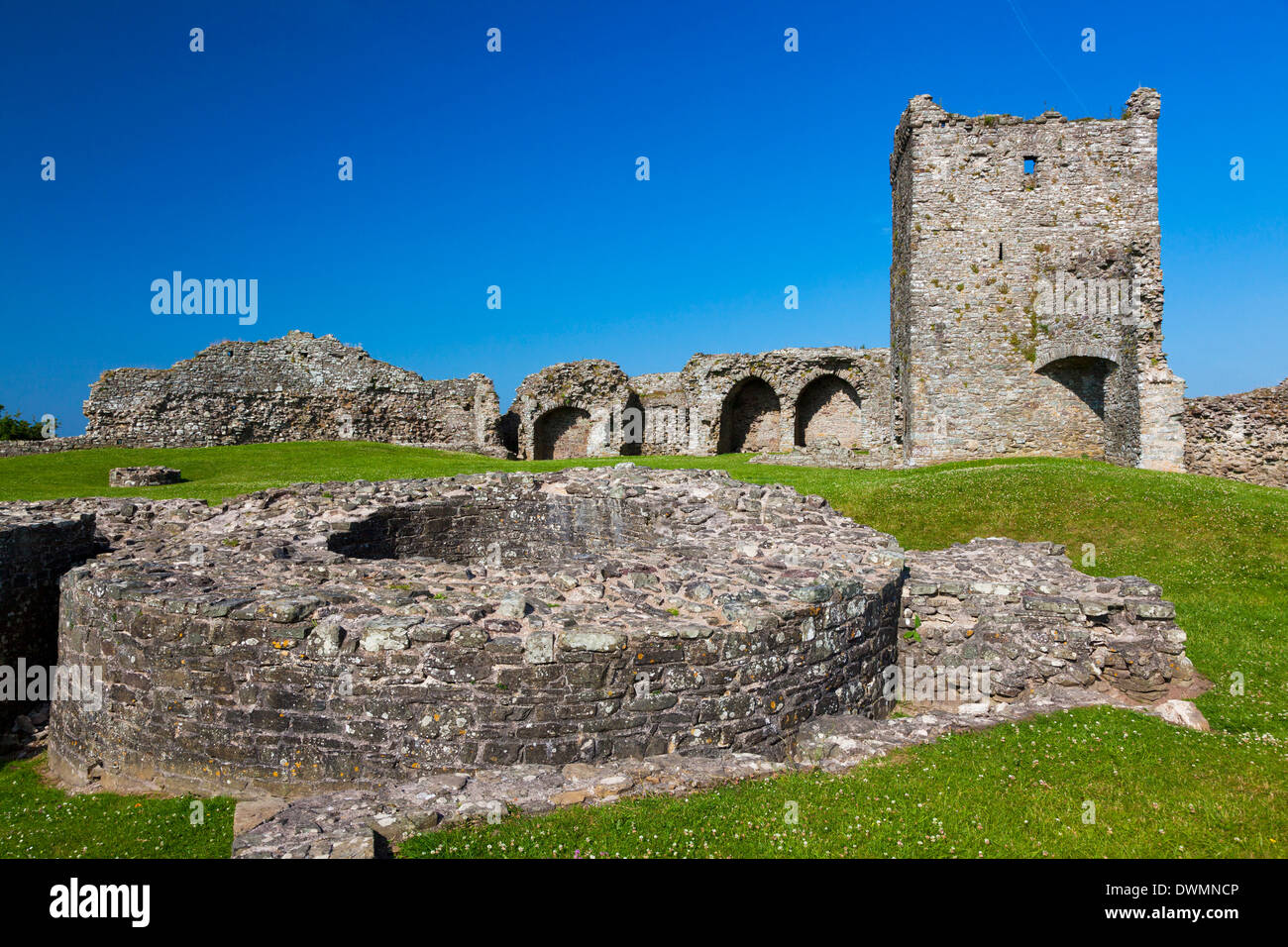 Il castello di Llansteffan, Carmarthenshire, Wales, Regno Unito, Europa Foto Stock