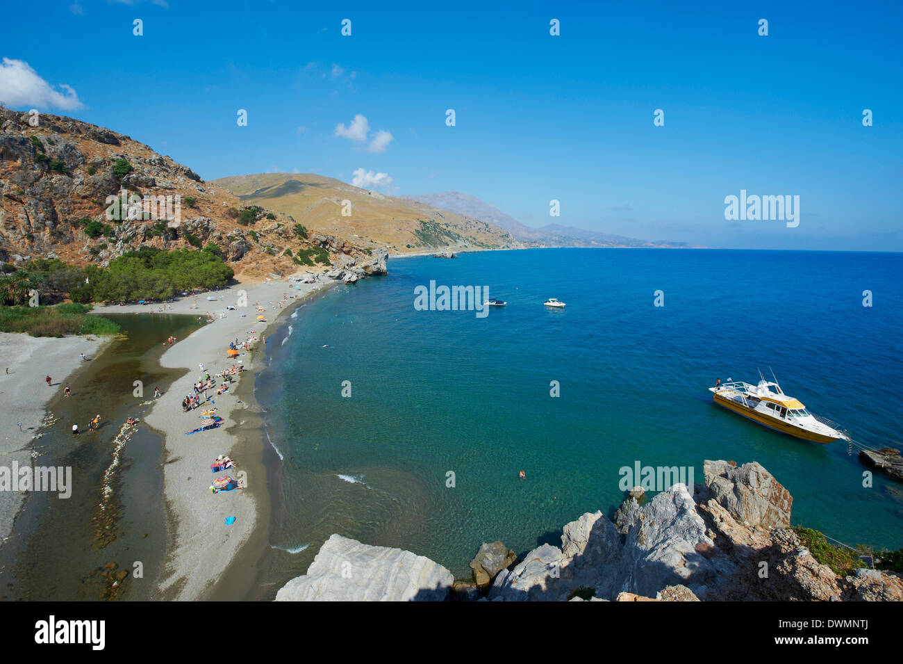 Preveli Beach, provincia di Rethymnon, Creta, Isole Greche, Grecia, Europa Foto Stock