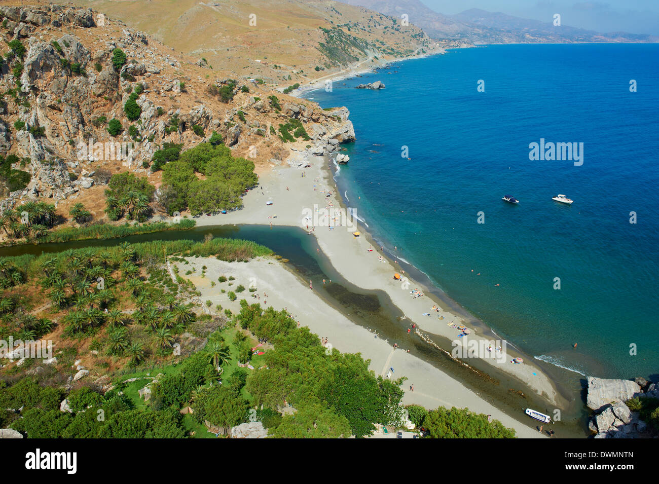 Preveli Beach, provincia di Rethymnon, Creta, Isole Greche, Grecia, Europa Foto Stock