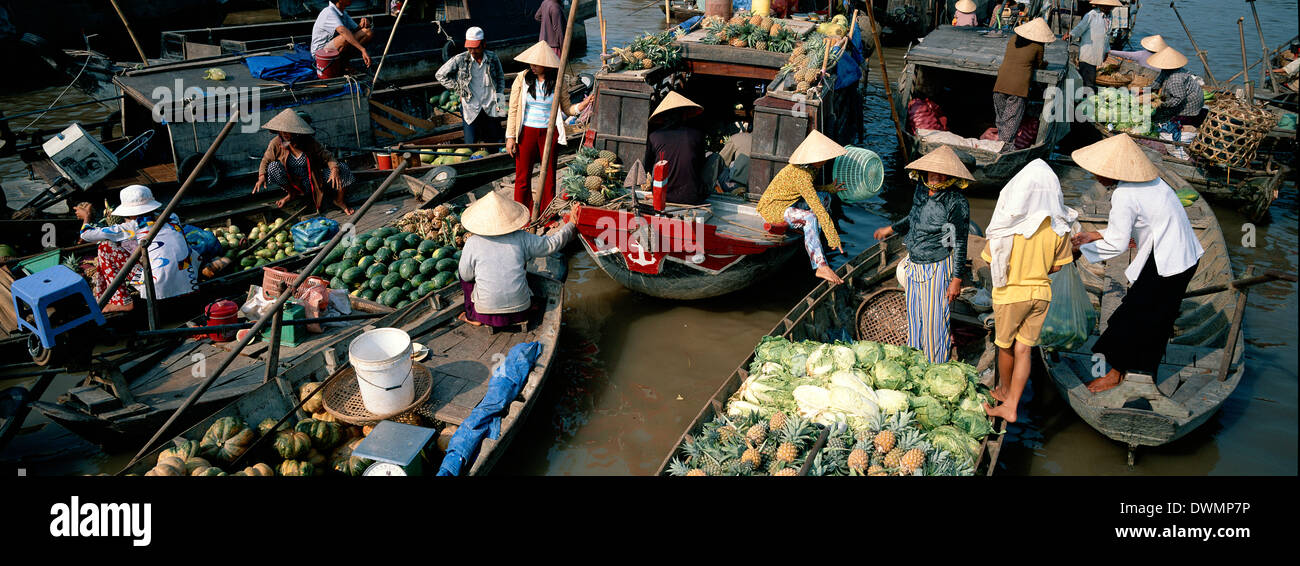 Mercato galleggiante di Cai Rang, Can Tho, Delta del Mekong, Vietnam, Indocina, Asia sud-orientale, Asia Foto Stock