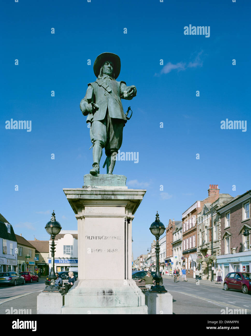 Statua di Oliver Cromwell in St Ives Cambridgeshire Foto Stock