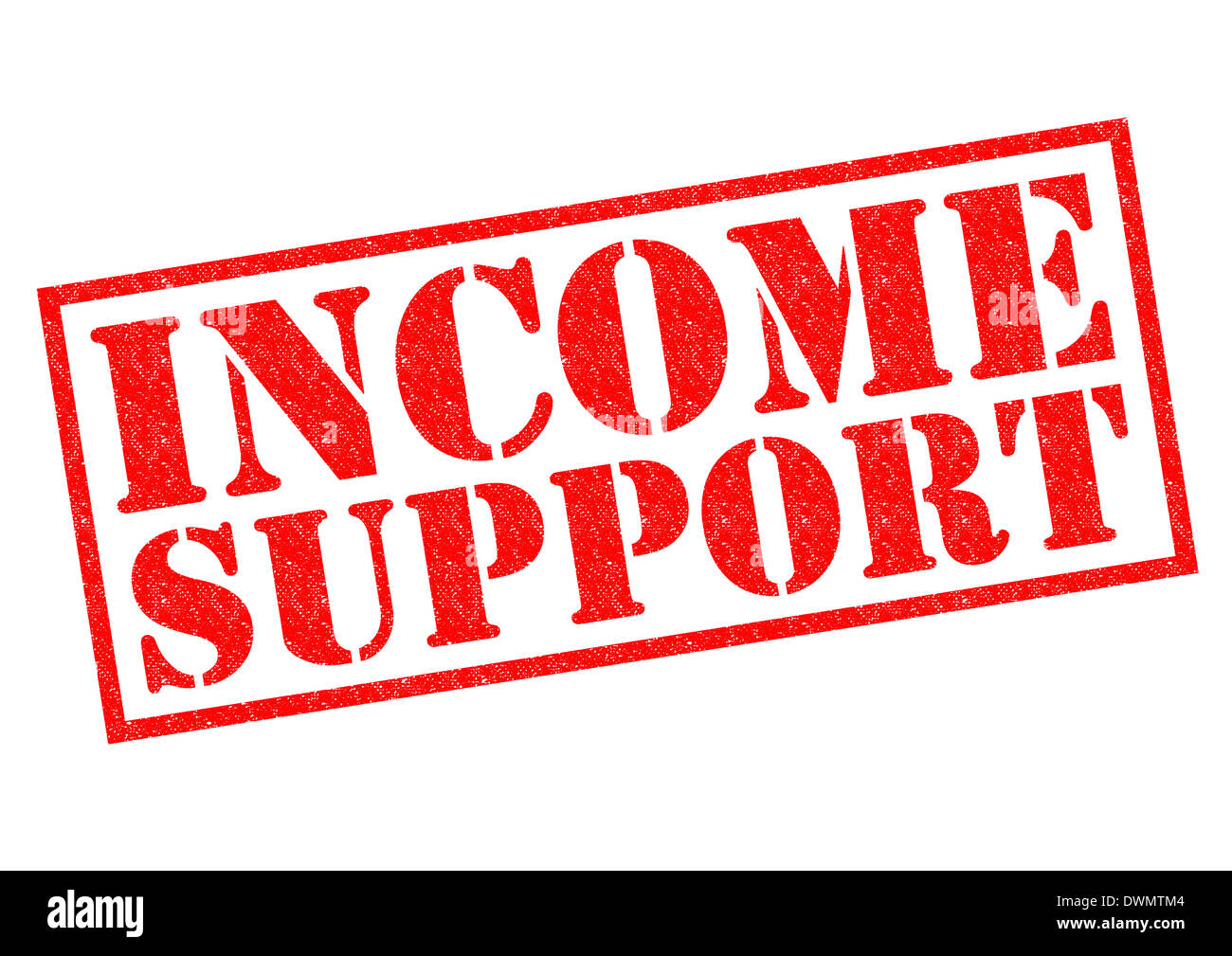 Il sostegno dei redditi rosso timbro di gomma su uno sfondo bianco. Foto Stock