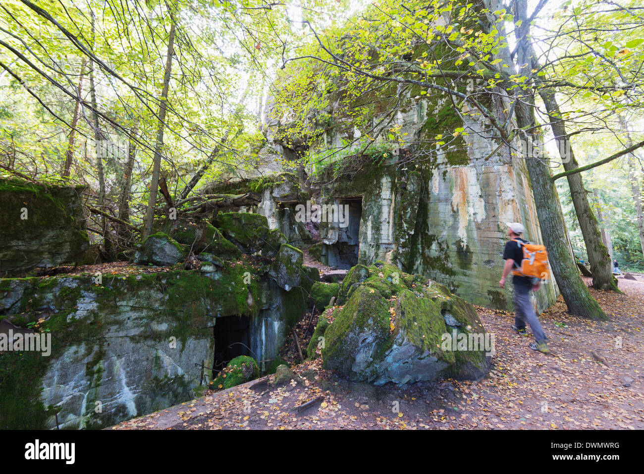 Il Wolfs Lair, Hitler Guerra Mondiale II segreto bunker, Bunker 13 (Hitler bunker), la Masuria - Polonia, Europa Foto Stock