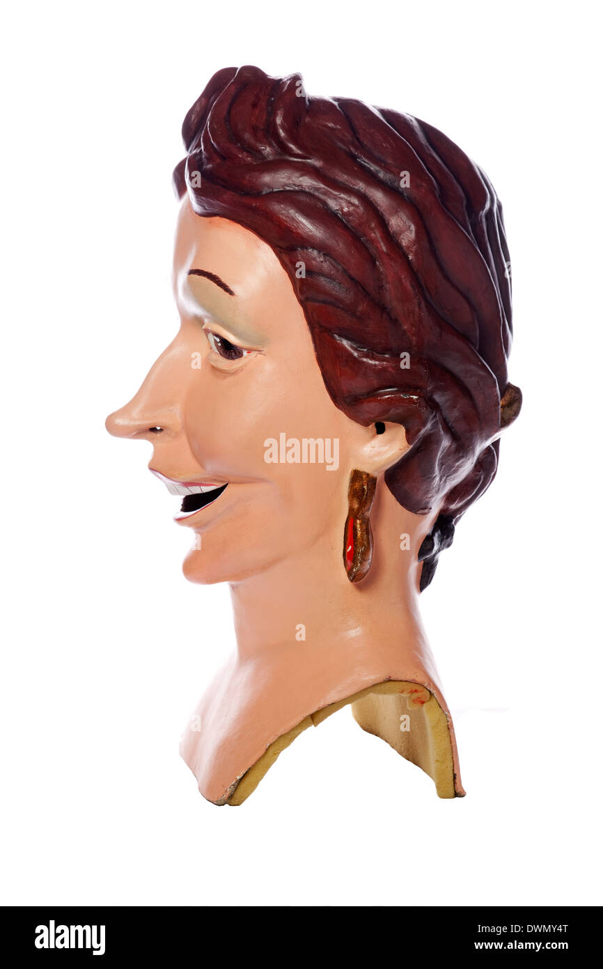 Capgrossos (grande testa) la testa di un manichino utilizzato nel festival della Catalogna, Spagna Foto Stock