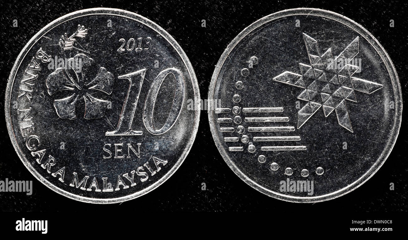 10 sen coin, Malaysia, 2013 Foto Stock