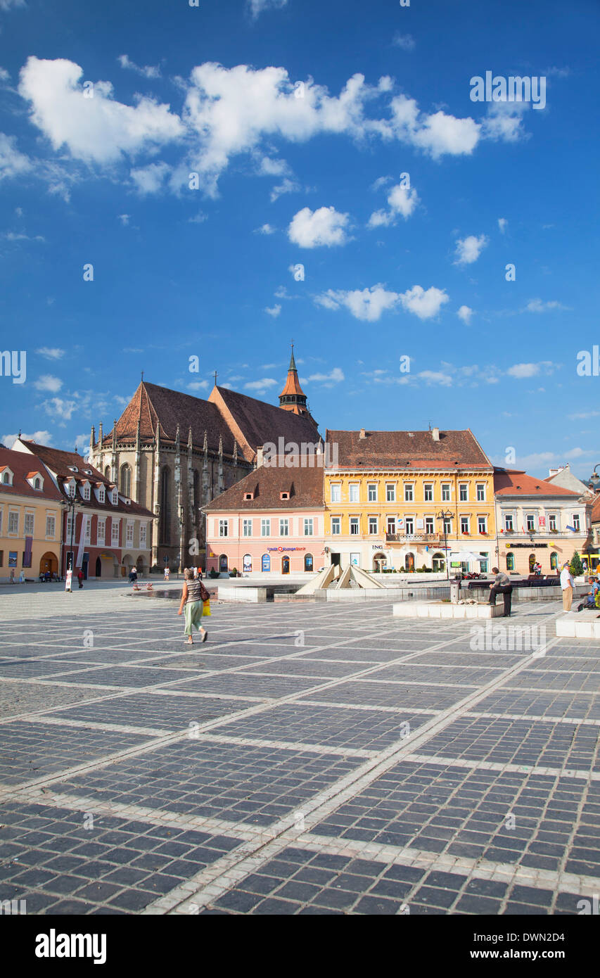 Piata Sfatului, Brasov, Transilvania, Romania, Europa Foto Stock