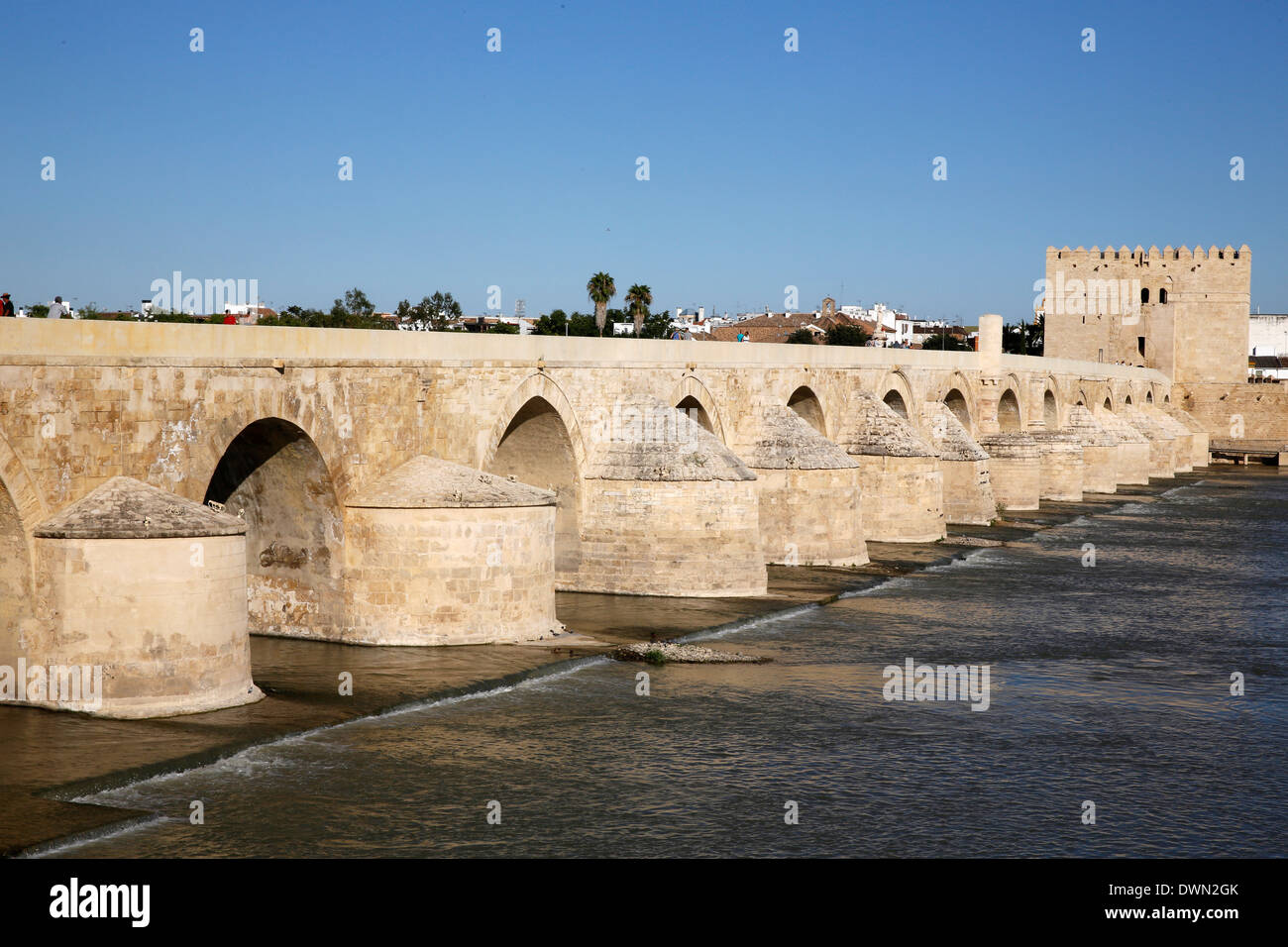 Ponte romano sul Rio Guadalquivir, Sito Patrimonio Mondiale dell'UNESCO, Cordoba, Andalusia, Spagna, Europa Foto Stock